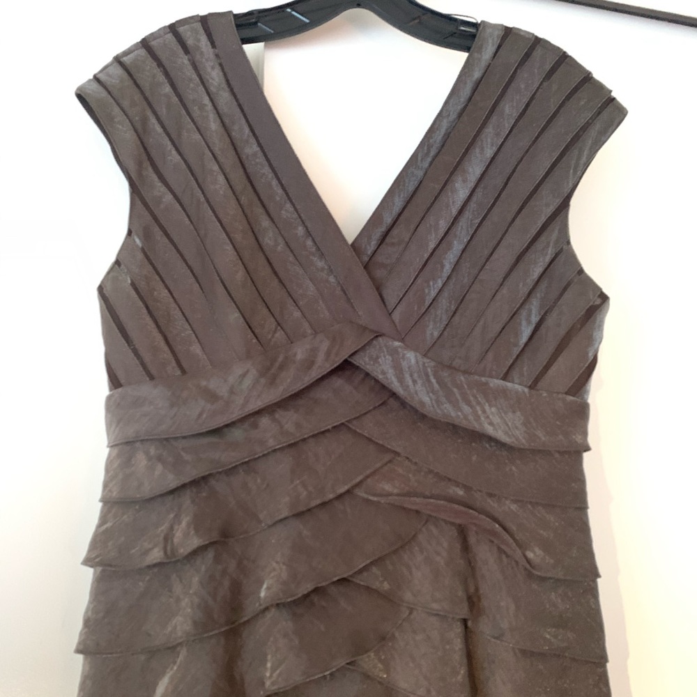 Adrianna Papell Long Ruffle Tiered Shimmer Dress - Picture 3 of 5